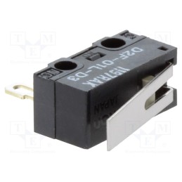 10 pcs : D2F-01L-D3 - Microswitch SNAP ACTION, 0.1A/30VDC, with lever, SPDT, Pos: 2
