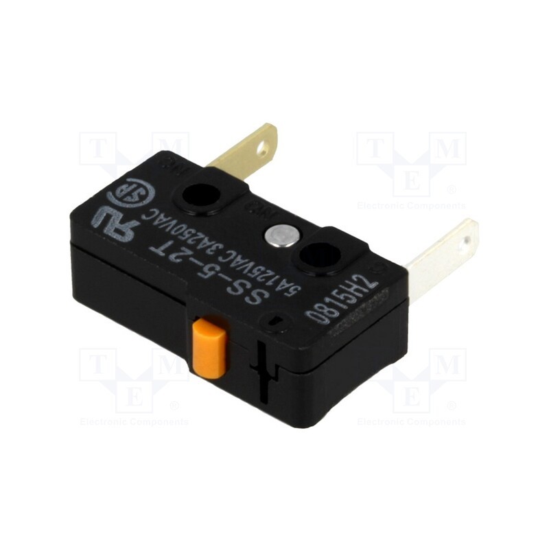 10 pcs : SS-5-2T - Microswitch SNAP ACTION, 5A/125VAC, without lever, SPST-NC, IP40