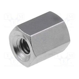 50 pcs : 111X05 - Screwed spacer sleeve, 5mm, Int.thread: M2, hexagonal, brass