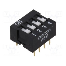 10 pcs : A6E-4101-N - Switch: DIP-SWITCH, Poles number: 4, ON-OFF, 0.025A/24VDC, Pos: 2