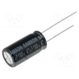 20 pcs : KM 47U/160V - Capacitor: electrolytic, THT, 47uF, 160VDC, Ø10x20mm, Pitch: 5mm
