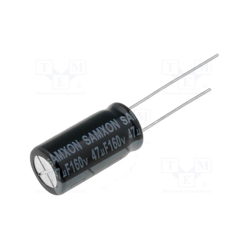 20 pcs : KM 47U/160V - Capacitor: electrolytic, THT, 47uF, 160VDC, Ø10x20mm, Pitch: 5mm