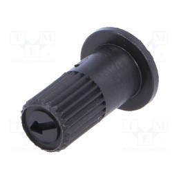 50 pcs : 6025 - Knob, with flange, black, Ø6mm, Flange dia: 9mm, CA6
