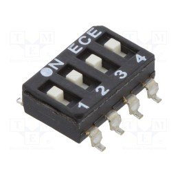 10 pcs : ESD104LTZ - Switch: DIP-SWITCH, Poles number: 4, OFF-ON, 0.025A/24VDC, Pos: 2
