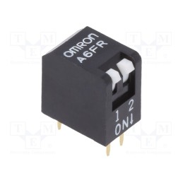 10 pcs : A6FR2101 - Switch: DIP-SWITCH, Poles number: 2, ON-OFF, 0.025A/24VDC, Pos: 2