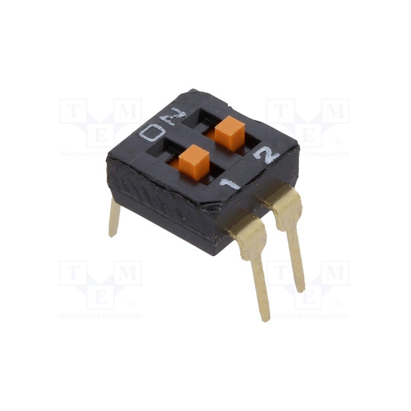 10 pcs : A6T-2104 - Switch: DIP-SWITCH, Poles number: 2, ON-OFF, 0.025A/24VDC, Pos: 2