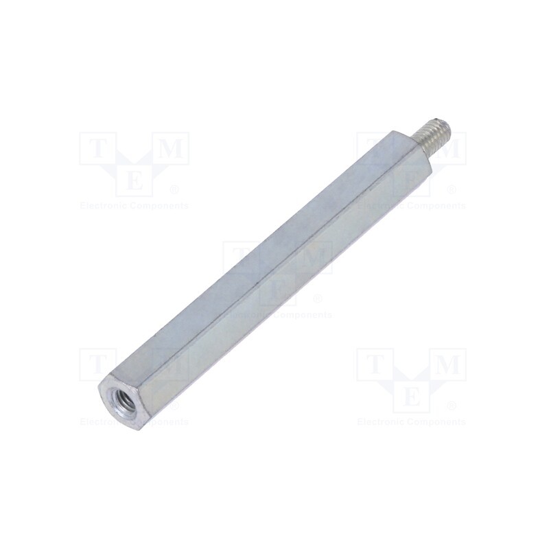 50 pcs : 225X45 - Screwed spacer sleeve, 45mm, Int.thread: M3, Ext.thread: M3, steel