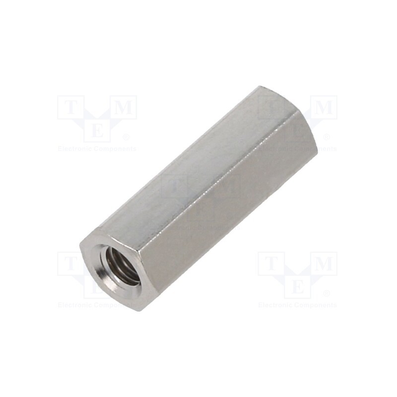 50 pcs : 113X14 - Screwed spacer sleeve, 14mm, Int.thread: M3, hexagonal, brass