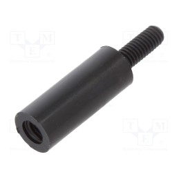 50 pcs : 285RDX15 - Screwed spacer sleeve, cylindrical, polyamide, M3, M3, 15mm, black