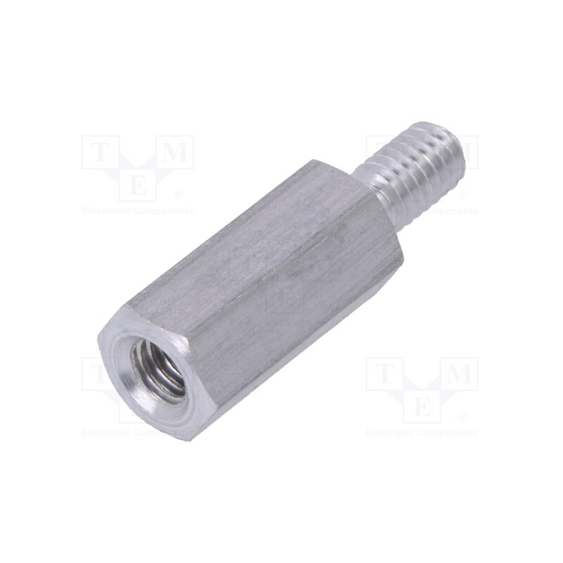 50 pcs : 236X15 - Screwed spacer sleeve, 15mm, Int.thread: M4, Ext.thread: M4