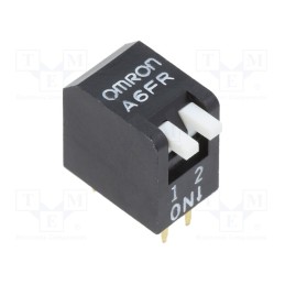 10 pcs : A6FR2104 - Switch: DIP-SWITCH, Poles number: 2, ON-OFF, 0.025A/24VDC, Pos: 2