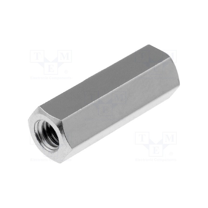 50 pcs : 113X15 - Screwed spacer sleeve, 15mm, Int.thread: M3, hexagonal, brass