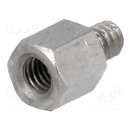 50 pcs : 2130X05/4 - Screwed spacer sleeve, 5mm, Int.thread: M3, Ext.thread: UNC4-40