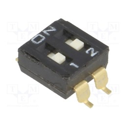 10 pcs : A6S-2101-H - Switch: DIP-SWITCH, Poles number: 2, ON-OFF, 0.025A/24VDC, Pos: 2