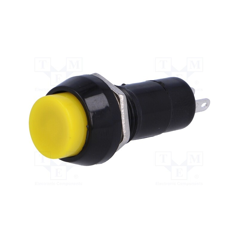 10 pcs : PS11BYL - Switch: push-button, Pos: 2, SPST-NO, 1A/250VAC, OFF-(ON), Ø12mm