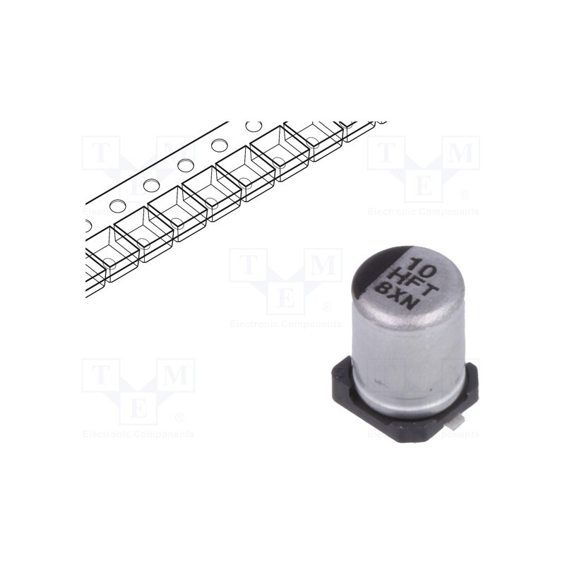 20 pcs : EEEFTH100UAR - Capacitor: electrolytic, low ESR, SMD, 10uF, 50VDC, Ø4x5.8mm, ±20%