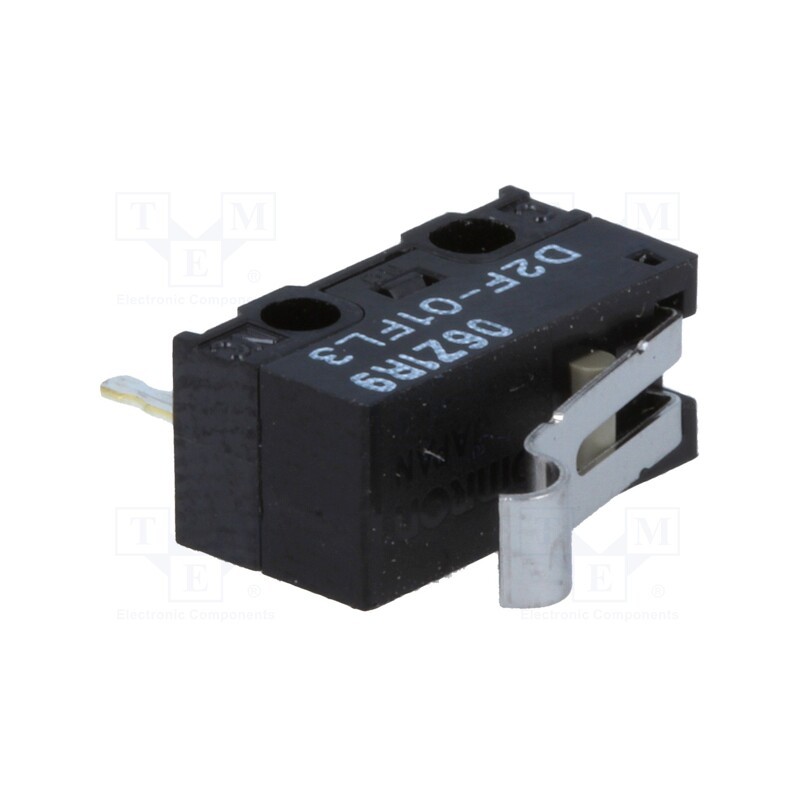 10 pcs : D2F-01FL3 - Microswitch SNAP ACTION, 1A/125VAC, 0.1A/30VDC, SPDT, ON-(ON)