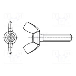 10 pcs : 1447963 - Screw, M5x12, 0.8, Head: wing, steel, zinc, DIN 316, 12mm