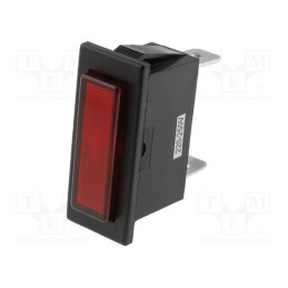 10 pcs : R9-70N-01-220V-RED - Indicator: with neon lamp, flat, red, 230VAC, Cutout: 30.4x11.2mm