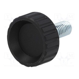 10 pcs : 6763 - Knob, Ø: 32mm, Ext.thread: M10, 20mm, H: 22mm, polyamide, knurled