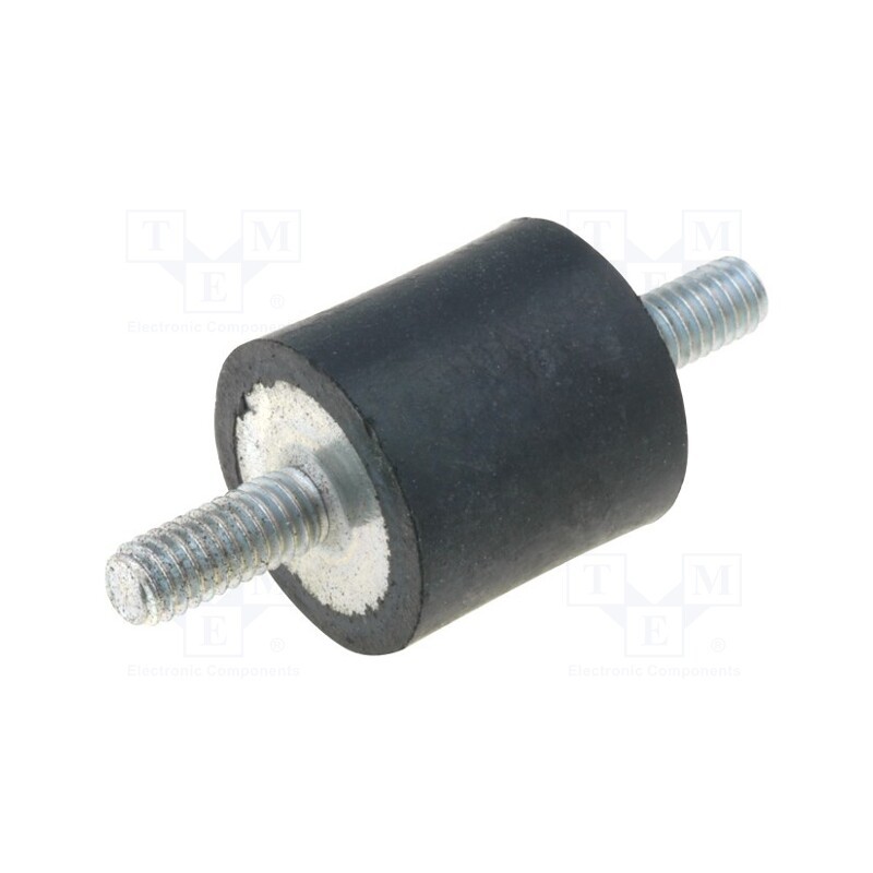 10 pcs : DVA.1-25-30-M6-18-55 - Vibration damper, M6, Ø: 25mm, rubber, L: 30mm, Thread len: 18mm