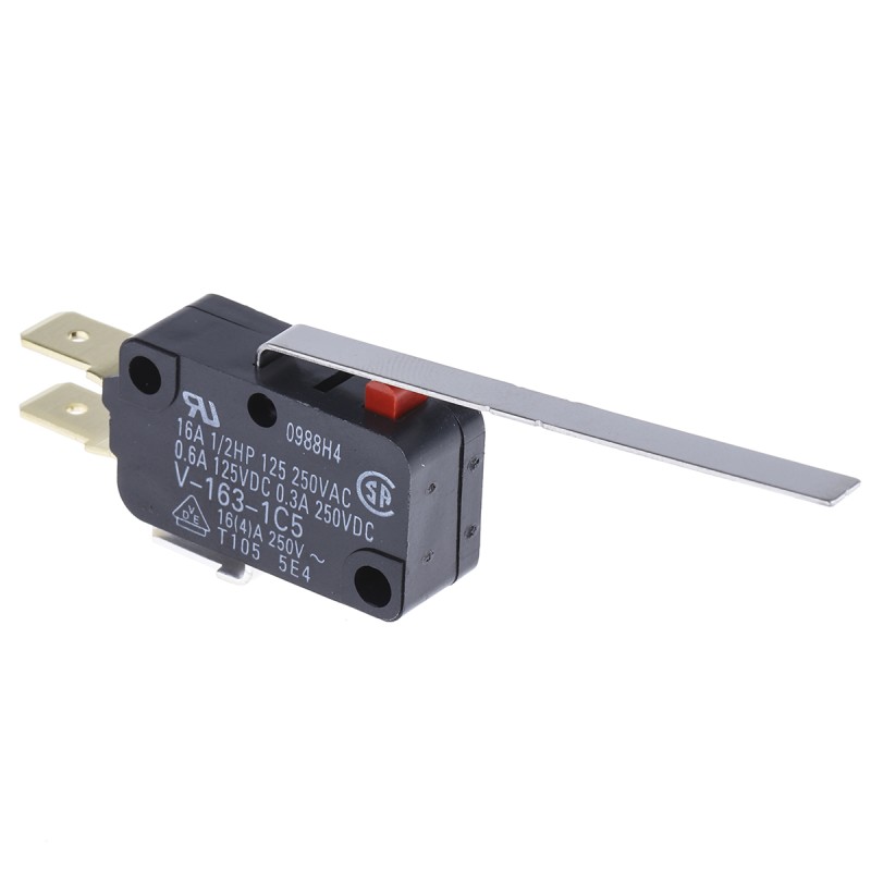 1 pcs - Omron Long Leaf Lever Micro Switch, Tab Terminal, 16 A @ 250 V ac, SPDT, IP40