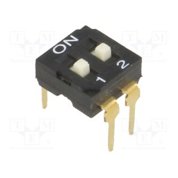 10 pcs : - Switch: DIP-SWITCH, Poles number: 2, ON-OFF, 0.05A/12VDC, Pos: 2