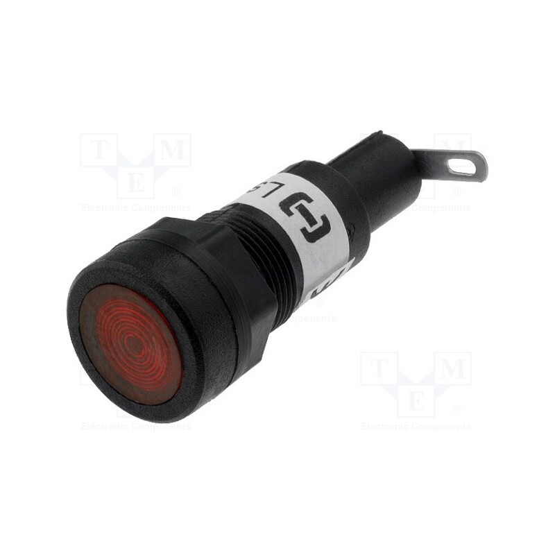 10 pcs : - Indicator: with neon lamp, red, 230VAC, Cutout: Ø12.5mm