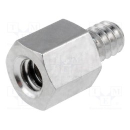 50 pcs : 2100X05/4 - Screwed spacer sleeve, 5mm, Int.thread: UNC4-40, brass, nickel