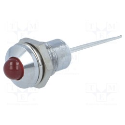 10 pcs : SMQS080 - Indicator: LED, prominent, red, Ø8.2mm, IP40, for PCB, brass