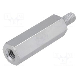 50 pcs : 221X20 - Screwed spacer sleeve, 20mm, Int.thread: M2, Ext.thread: M2, steel