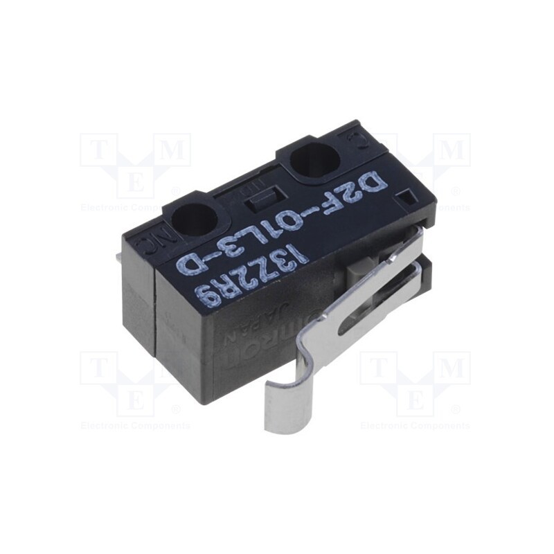 10 pcs : D2F-01L3-D - Microswitch SNAP ACTION, 3A/125VAC, 0.1A/30VDC, SPDT, ON-(ON)