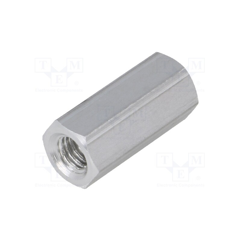 50 pcs : 138X18 - Screwed spacer sleeve, 18mm, Int.thread: M5, hexagonal, aluminium