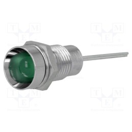 10 pcs : SMZS082 - Indicator: LED, recessed, green, Ø8.2mm, IP40, for PCB, brass