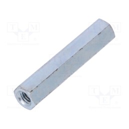 50 pcs : 126X35 - Screwed spacer sleeve, 35mm, Int.thread: M4, hexagonal, steel