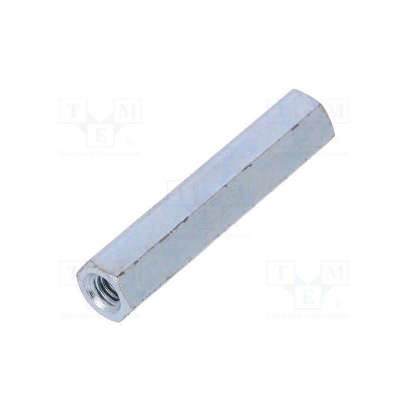 50 pcs : 126X35 - Screwed spacer sleeve, 35mm, Int.thread: M4, hexagonal, steel
