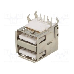10 pcs : 922 - Socket, USB A, on PCBs, THT, PIN: 4, angled 90°, double, USB 2.0