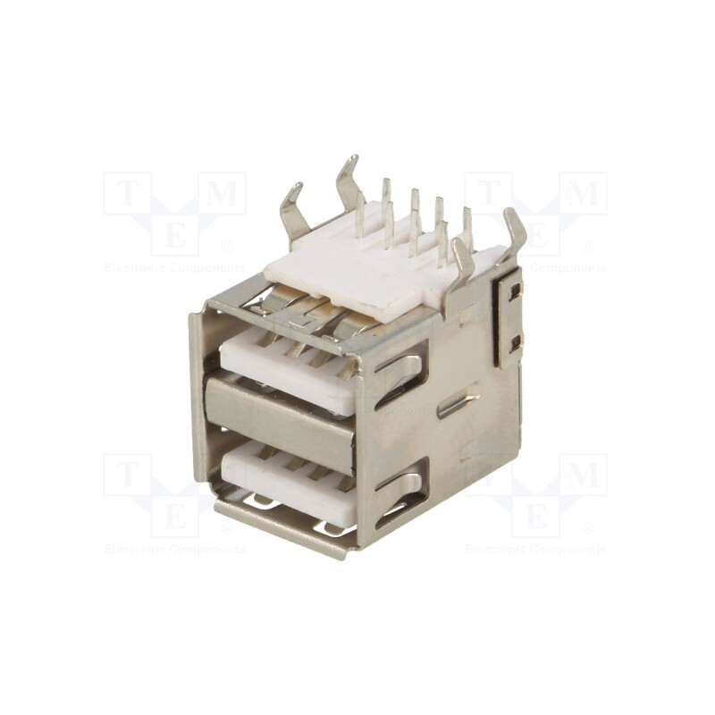 10 pcs : 922 - Socket, USB A, on PCBs, THT, PIN: 4, angled 90°, double, USB 2.0