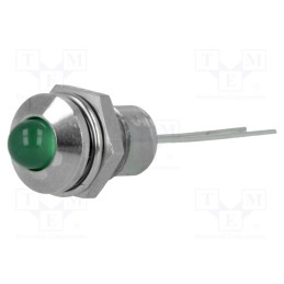10 pcs : SMQS082 - Indicator: LED, prominent, green, Ø8.2mm, IP40, for PCB, brass