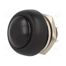 10 pcs : PS33BBK - Switch: push-button, Pos: 2, 1A/250VAC, OFF-(ON), Illumin: none