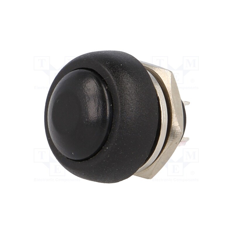 10 pcs : PS33BBK - Switch: push-button, Pos: 2, 1A/250VAC, OFF-(ON), Illumin: none