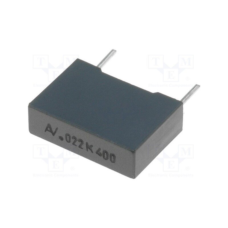 20 pcs : R60MF2220AA6AK - Capacitor: polyester, 22nF, 200VAC, 400VDC, 10mm, ±10%, 13x4x9mm