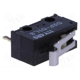 10 pcs : D2F-01L3 - Microswitch SNAP ACTION, 3A/125VAC, 0.1A/30VDC, SPDT, ON-(ON)