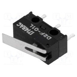 10 pcs : D2F221 - Microswitch SNAP ACTION, 0.1A/30VDC, with lever, SPDT, ON-(ON)