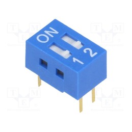 10 pcs : - Switch: DIP-SWITCH, Poles number: 2, ON-OFF, 0.05A/12VDC, Pos: 2