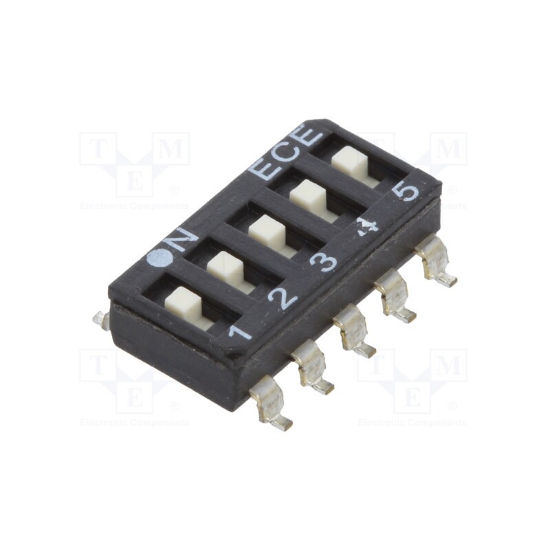 10 pcs : ESD105LTZ - Switch: DIP-SWITCH, Poles number: 5, OFF-ON, 0.025A/24VDC, Pos: 2