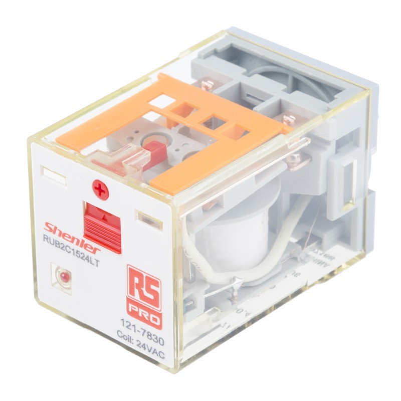 1 pcs - RS PRO Plug In Power Relay, 24V ac Coil, 10A Switching Current, DPDT