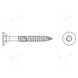 500 pcs : 3676240 - Screw, for wood, 4.5x40, Head: countersunk, Torx®, TX20, zinc