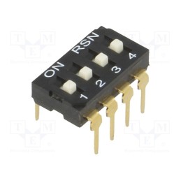 10 pcs : - Switch: DIP-SWITCH, Poles number: 4, ON-OFF, 0.05A/12VDC, Pos: 2