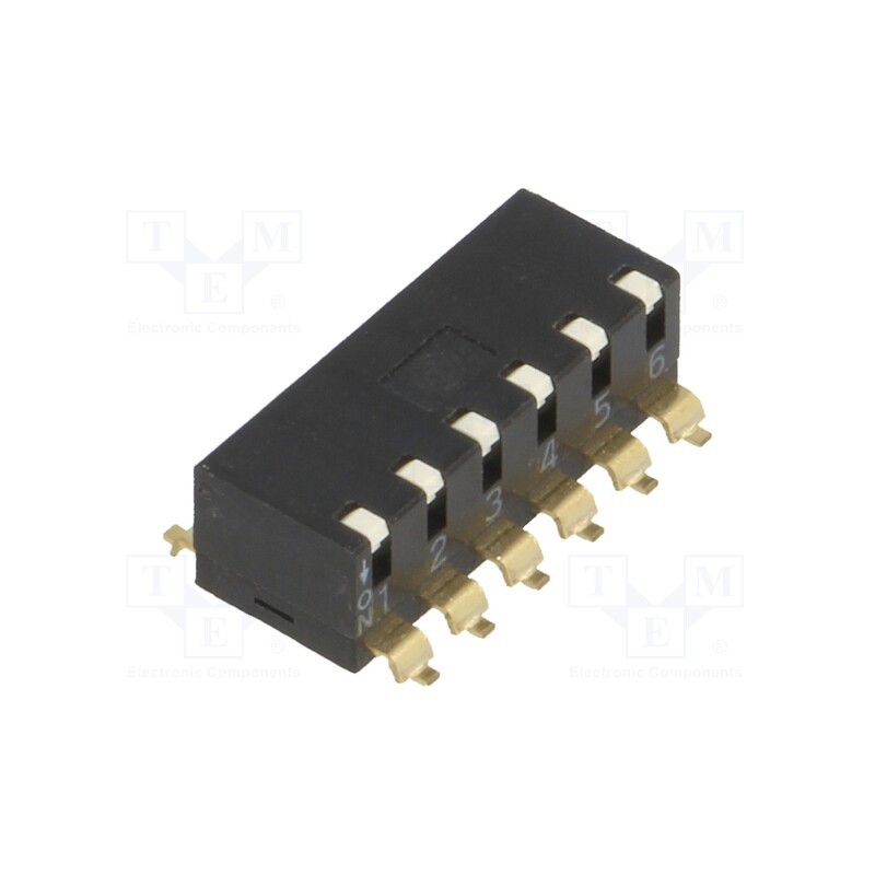 10 pcs : A6SR-6101 - Switch: DIP-SWITCH, Poles number: 6, ON-OFF, 0.025A/24VDC, Pos: 2
